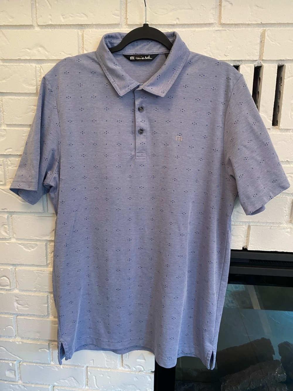 Travis Mathew Men's Heathered Light Blue Golf Polo Size Large